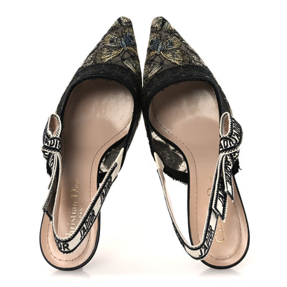Christian Dior Mesh Butterly Embroidered J'Adior Slingback 65mm Pumps 36 Black 2 of 12