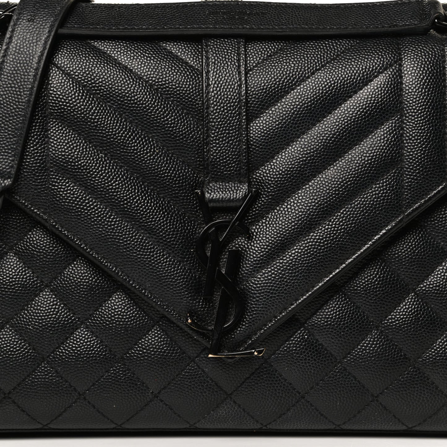Grain De Poudre Textured Mixed Matelasse Triquilt Medium Monogram Satchel Black