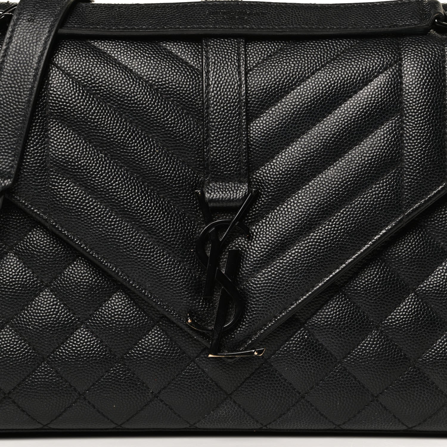 Saint Laurent Grain De Poudre Textured Mixed Matelasse Triquilt Medium Monogram Satchel Black 8 of 13