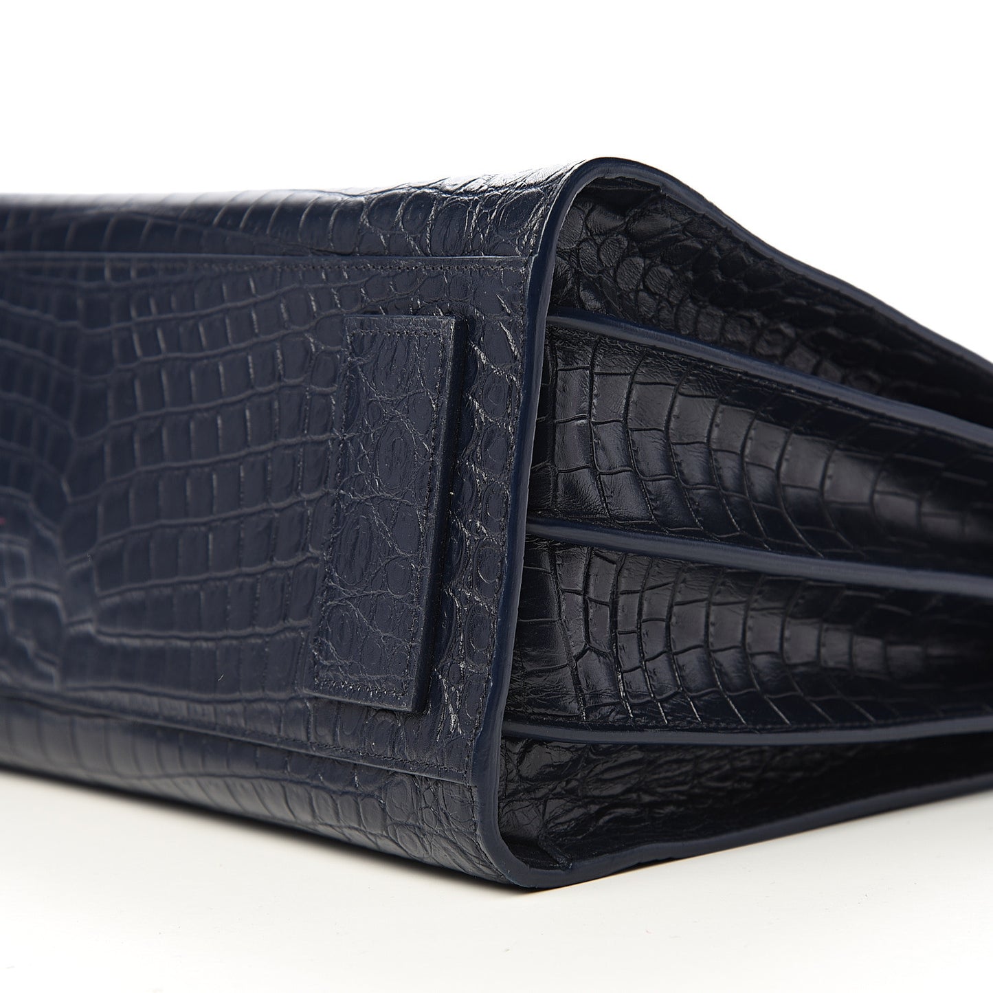 Calfskin Crocodile Embossed Small Supple Sac de Jour Navy