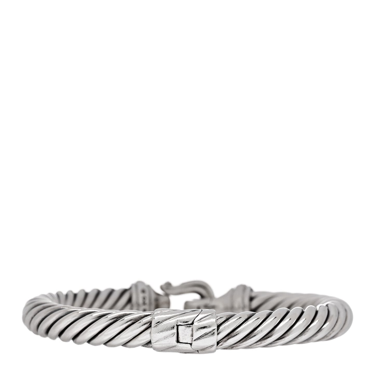 Sterling Silver Diamond 8.5mm Cable Buckle Bracelet