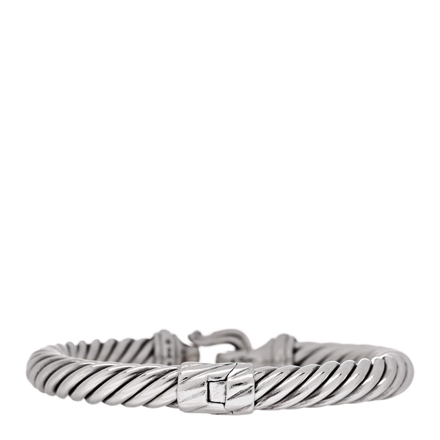 David Yurman Sterling Silver Diamond 8.5mm Cable Buckle Bracelet 2 of 3