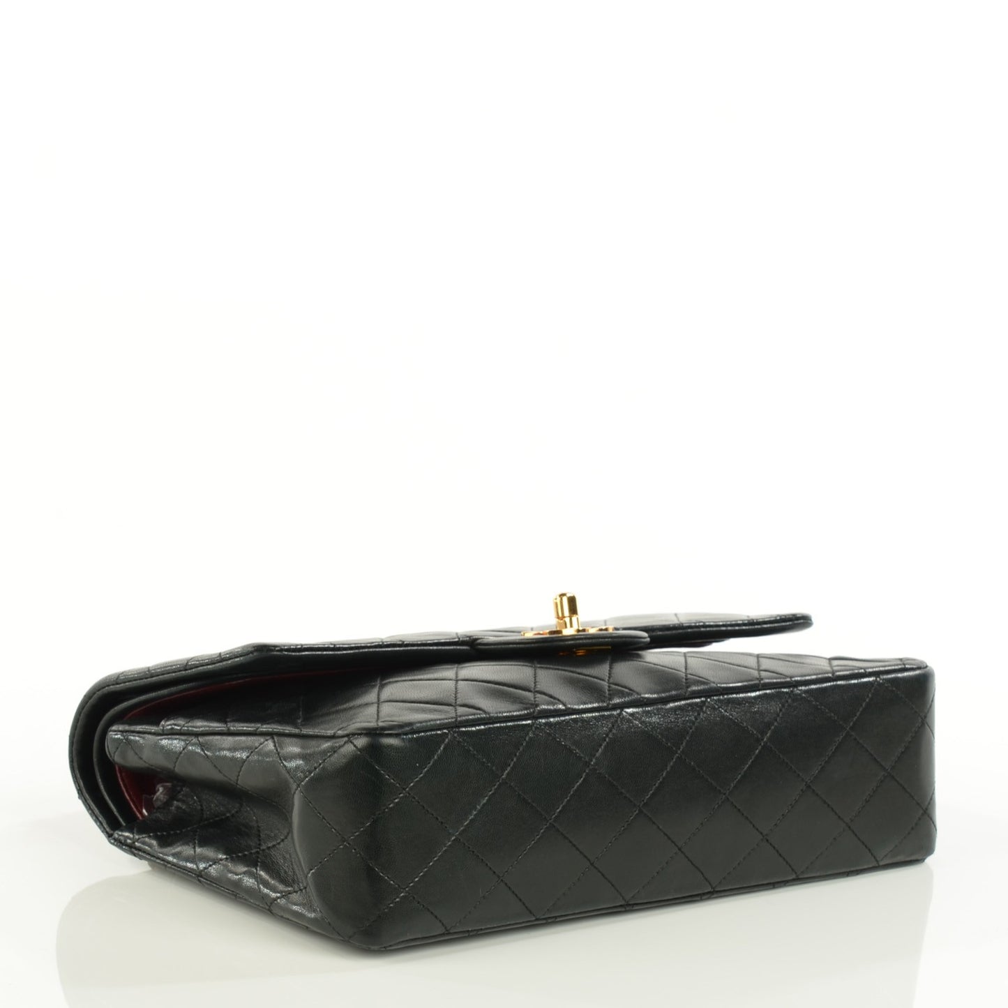 Lambskin Quilted Medium Double Flap Black