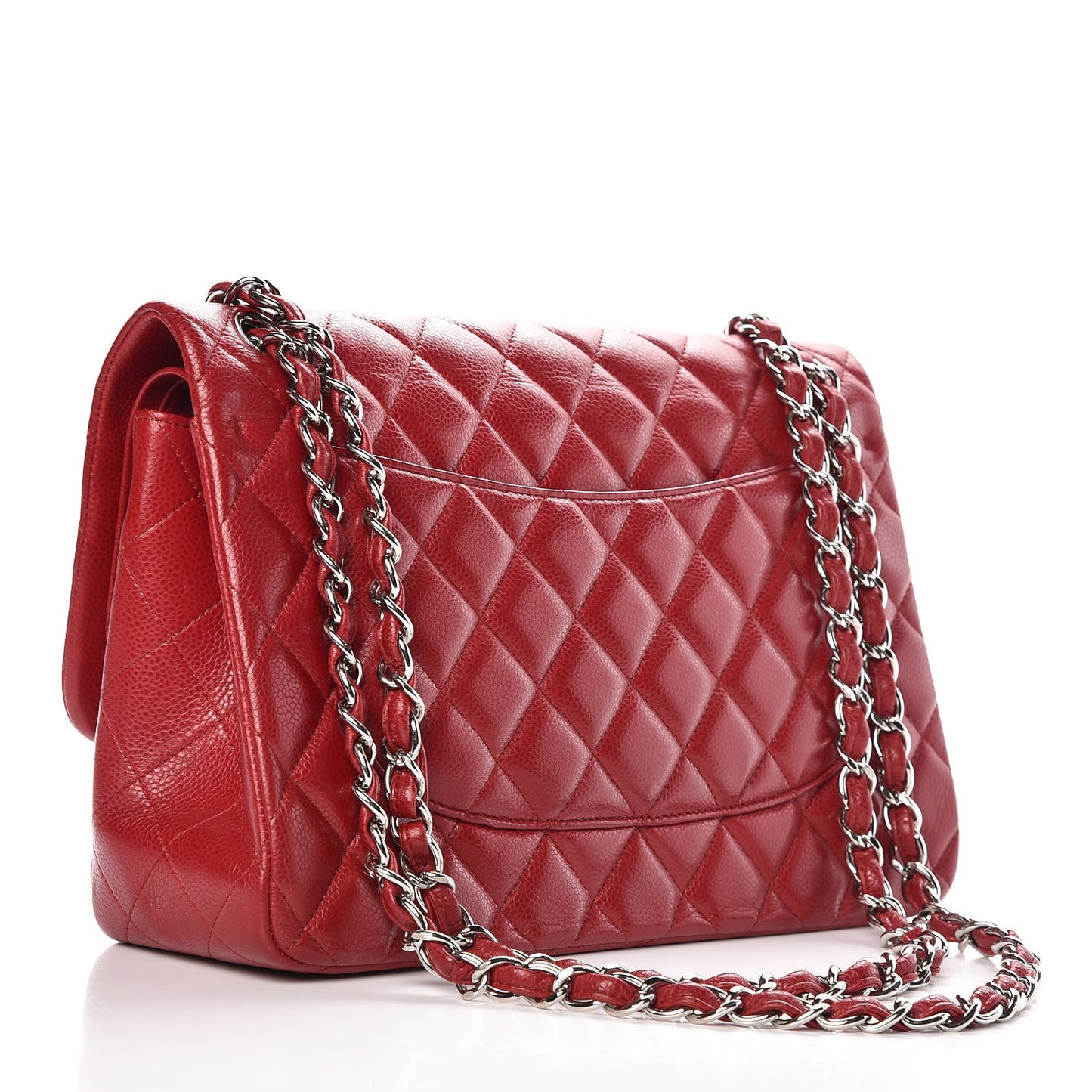 Caviar Quilted Jumbo Double Flap Red