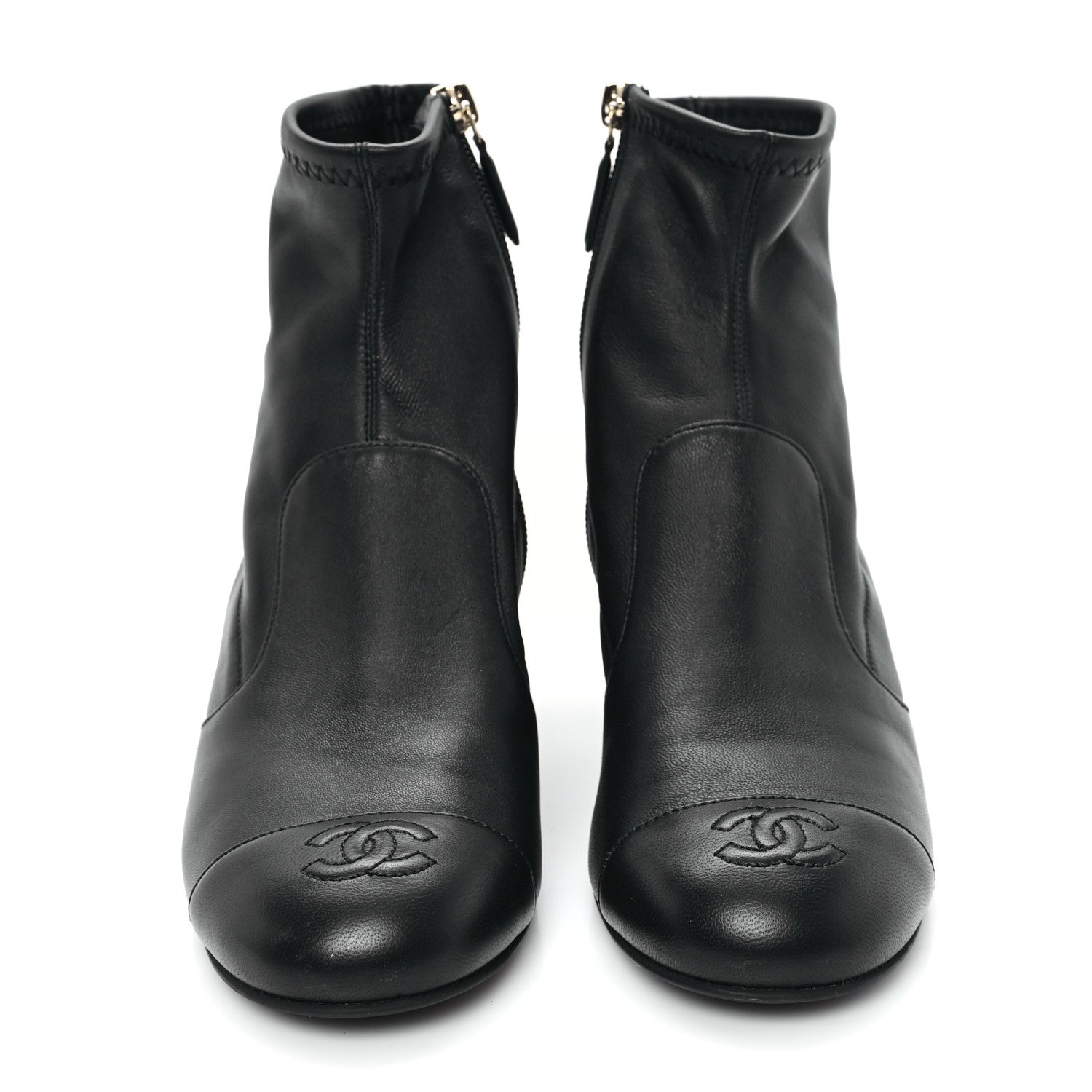 Chanel Stretch Lambskin Cap Toe CC Short Boots 37 Black 3 of 10