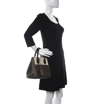 Louis Vuitton Calfskin Monogram Fold Tote PM Cream Khaki Black 2 of 10
