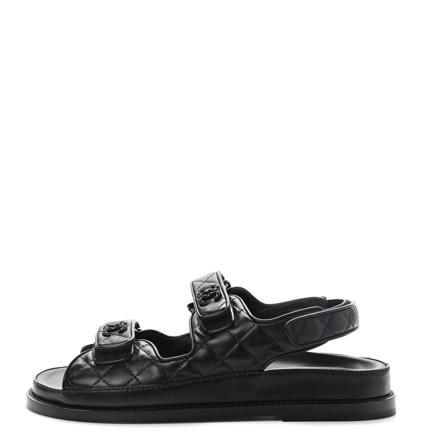 Chanel Lambskin Velcro Dad Sandals 39 So Black 2 of 8
