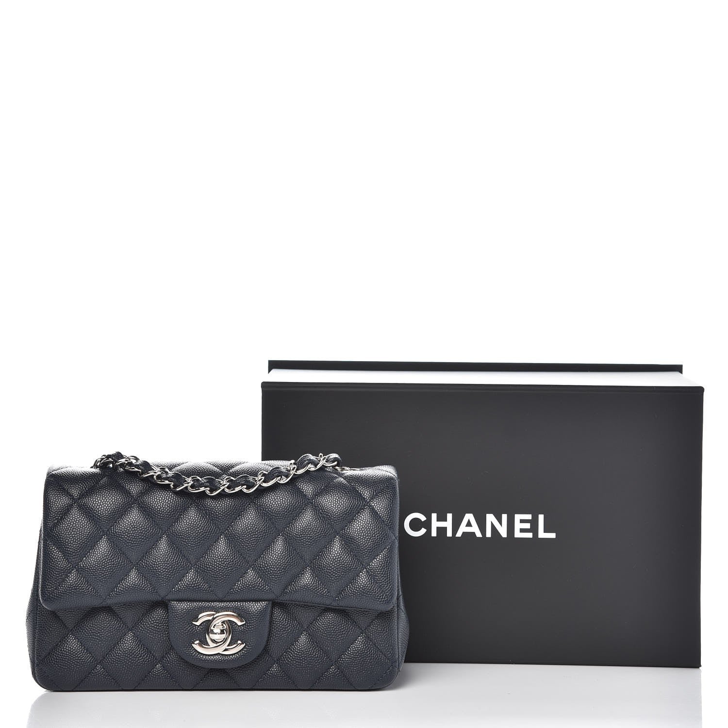 Chanel Caviar Quilted Mini Rectangular Flap Navy 8 of 8