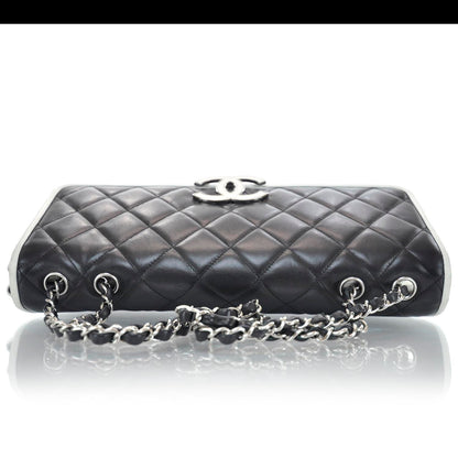 Chanel Lambskin Quilted XL Flap Black White 5 of 9
