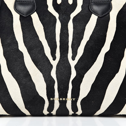 Burberry Calf Hair House Check Zebra Print Medium Banner Tote Natural Black 12 of 12