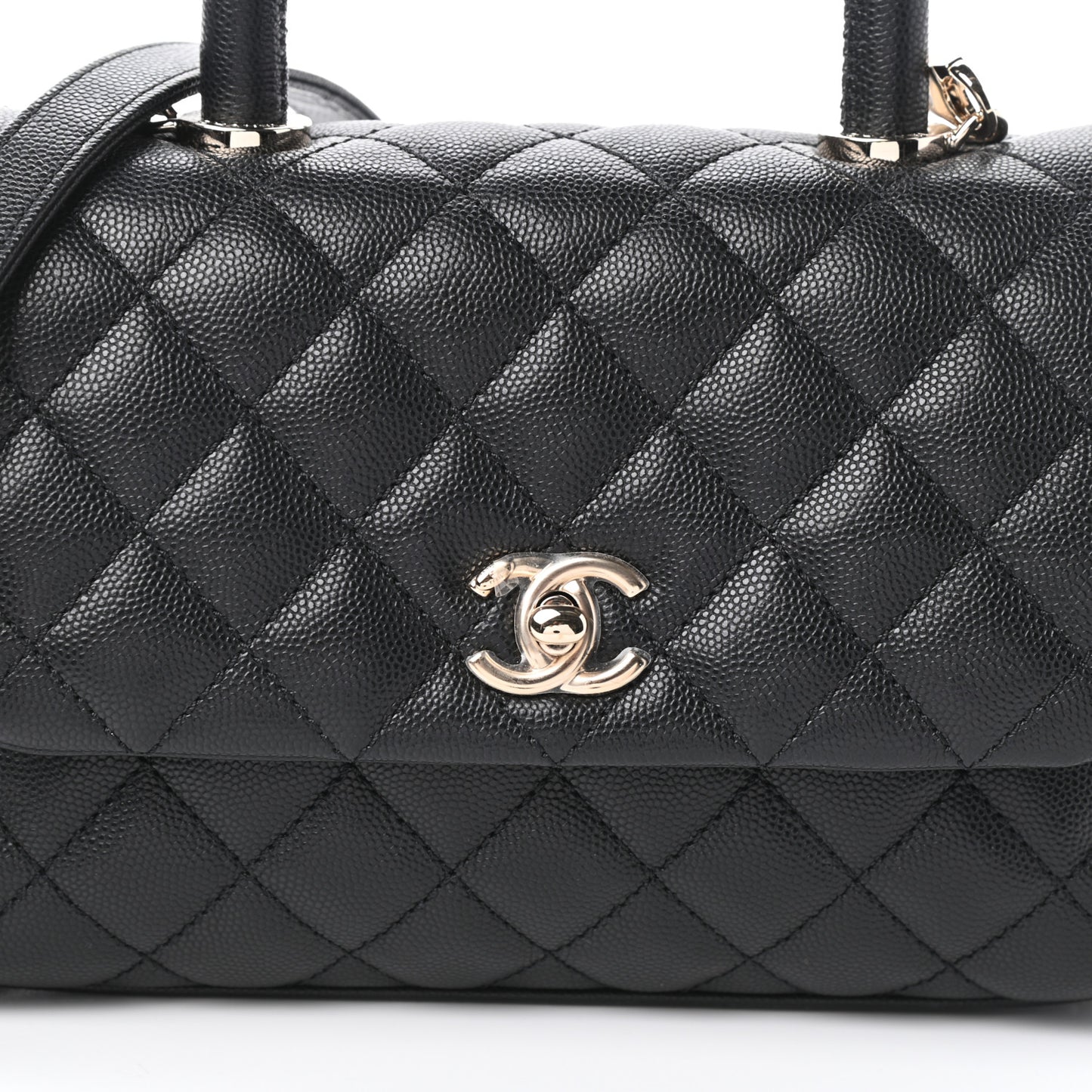 Caviar Quilted Mini Coco Handle Flap Black