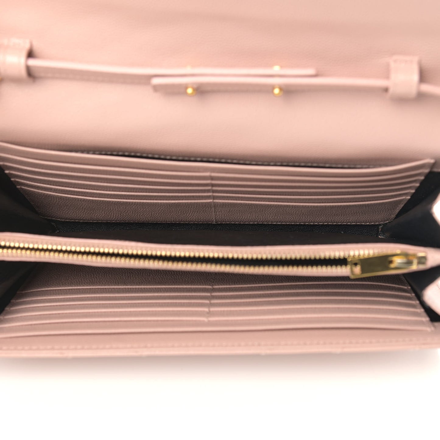 Grain De Poudre Matelasse Chevron Monogram Chain Wallet Pale Pink
