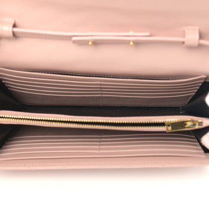 Saint Laurent Grain De Poudre Matelasse Chevron Monogram Chain Wallet Pale Pink 5 of 13