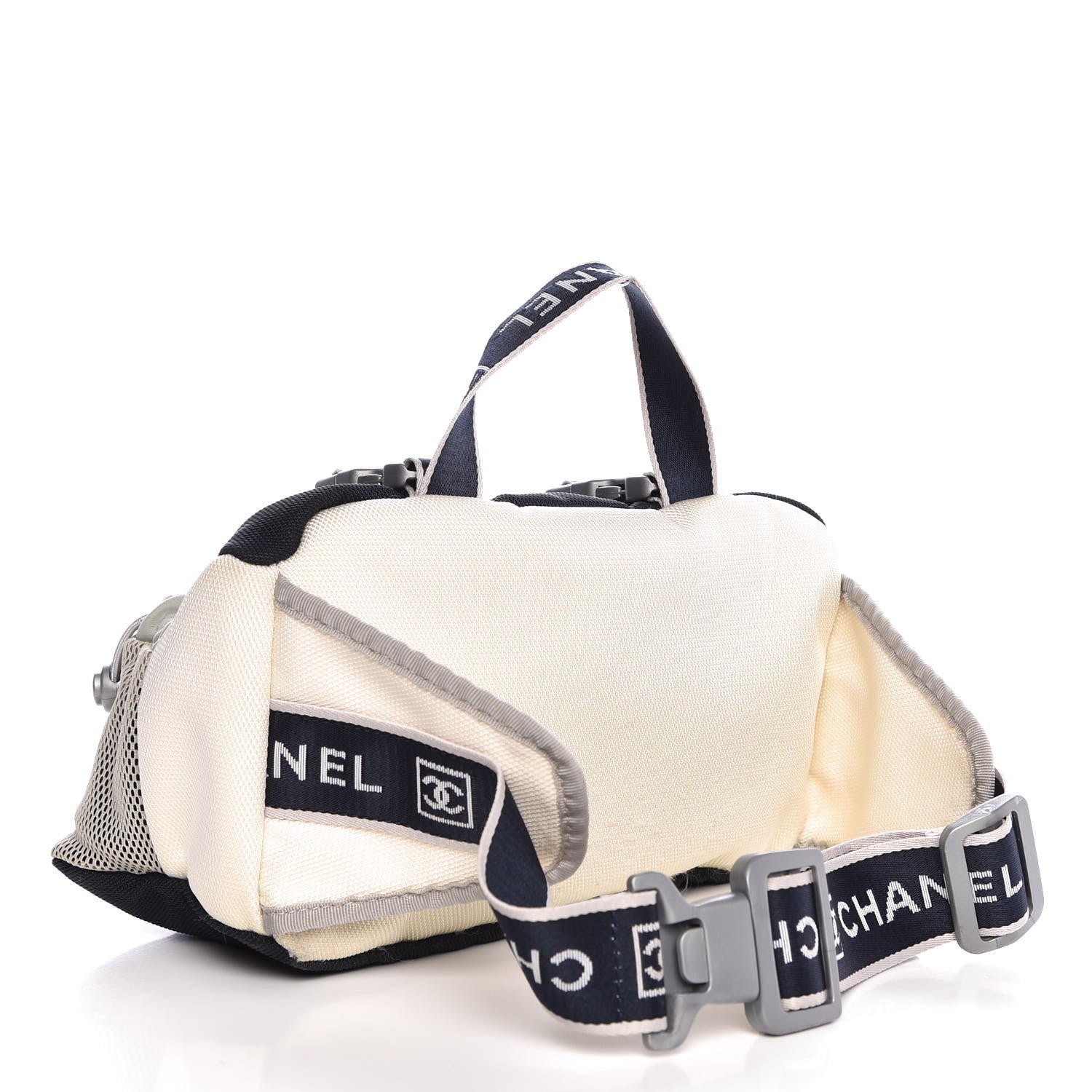 Chanel Nylon Mesh Sport Belt Bag Navy White 3 of 9