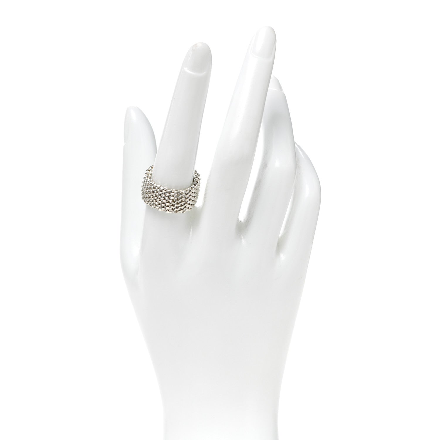 Tiffany Sterling Silver Somerset Mesh Ring 58 8.25 2 of 3