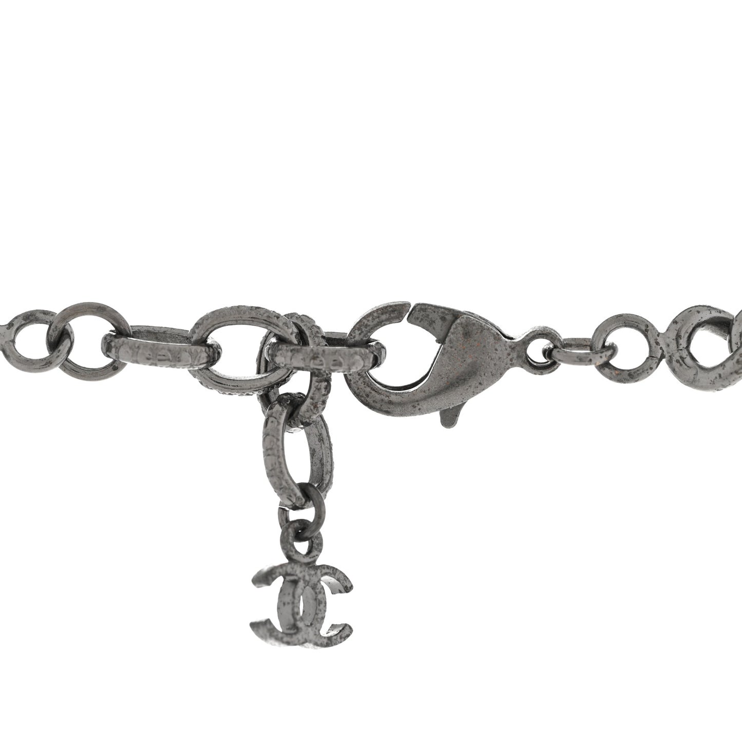 Baguette Crystal Ruthenium CC Paris Dallas Double Gun Drop Necklace