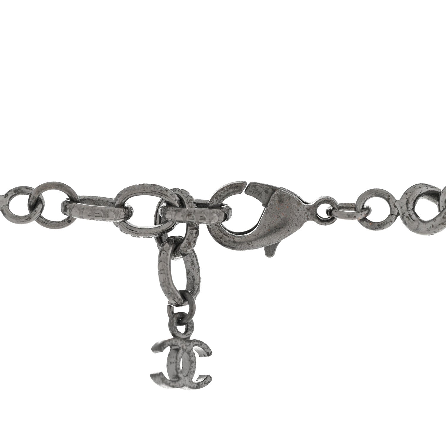Chanel Baguette Crystal Ruthenium CC Paris Dallas Double Gun Drop Necklace 5 of 9