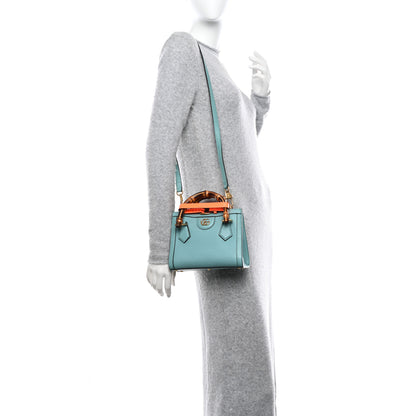 Gucci Wonka Grain Calfskin Mini Diana Tote Bag Dusty Azure Orange Fluo 2 of 10
