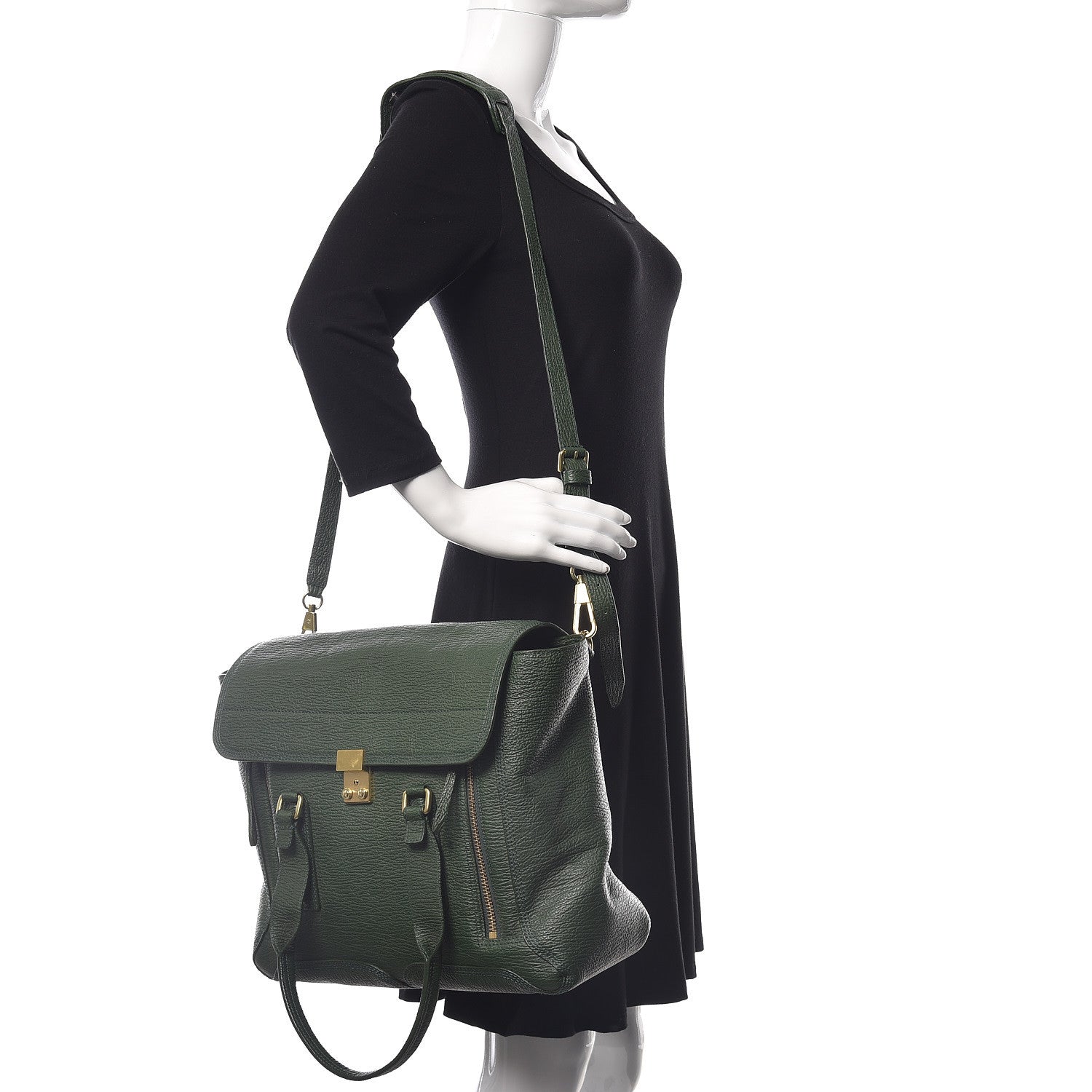 3.1 Phillip Lim 3.1 Textured Calfskin Large Pashli Satchel Jade 2 of 9