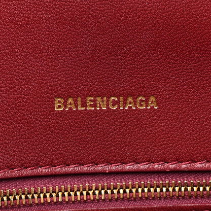 Balenciaga Shiny Calfskin Crocodile Embossed Small Hourglass Top Handle Bag Dark Red 6 of 16