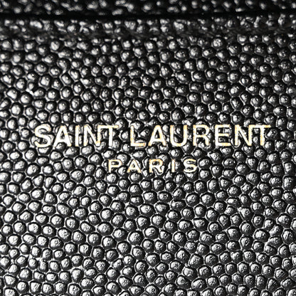 Saint Laurent Grain De Poudre Matelasse Chevron Monogram Flap Card Case Black Black 8 of 11