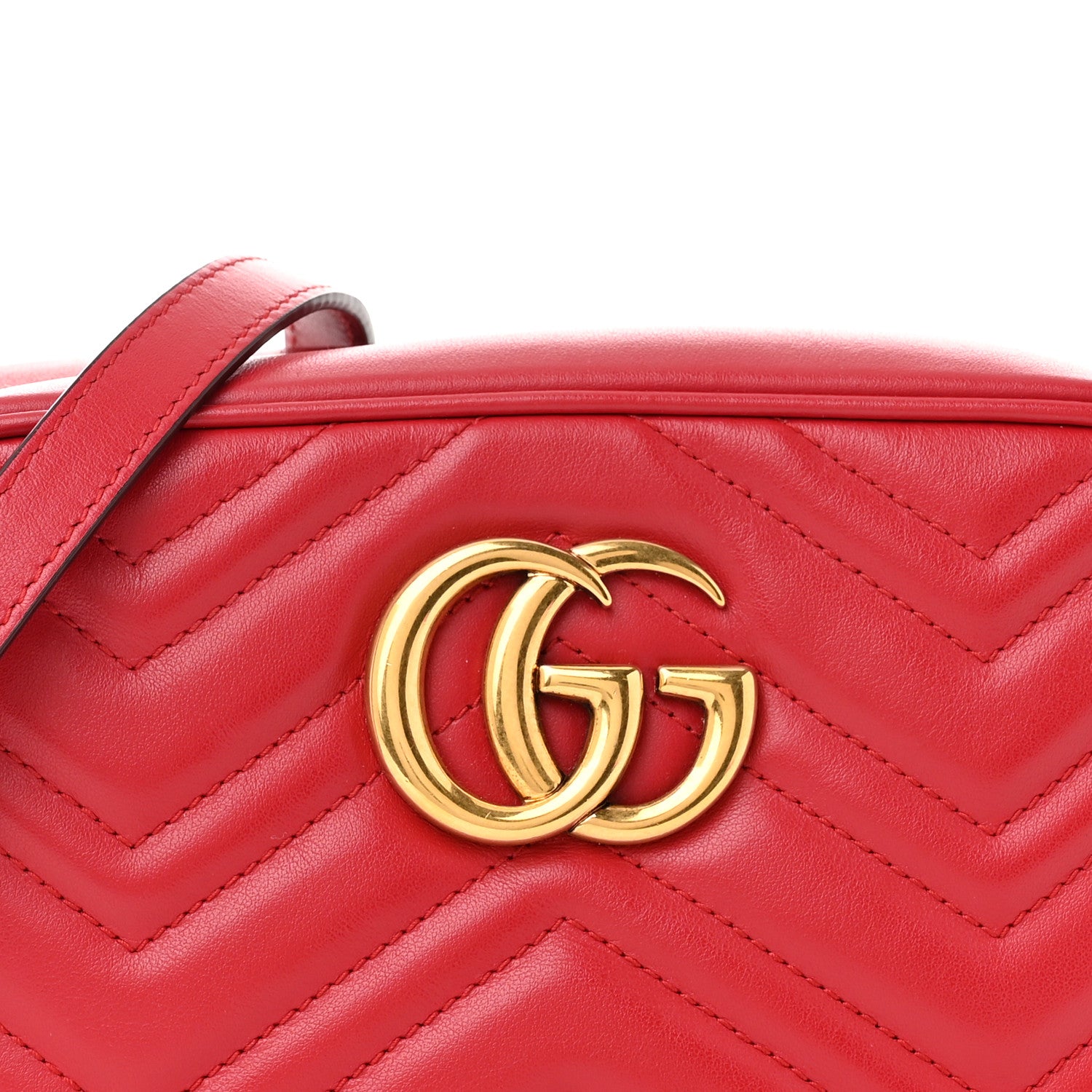 Gucci Calfskin Matelasse Small GG Marmont Chain Shoulder Bag Hibiscus Red 8 of 13