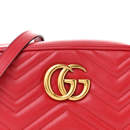 Gucci Calfskin Matelasse Small GG Marmont Chain Shoulder Bag Hibiscus Red 8 of 13