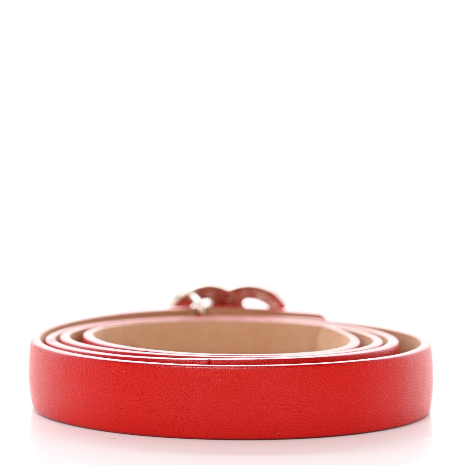 Chanel Calfskin Crystal CC Skinny Belt 80 32 Red 2 of 7
