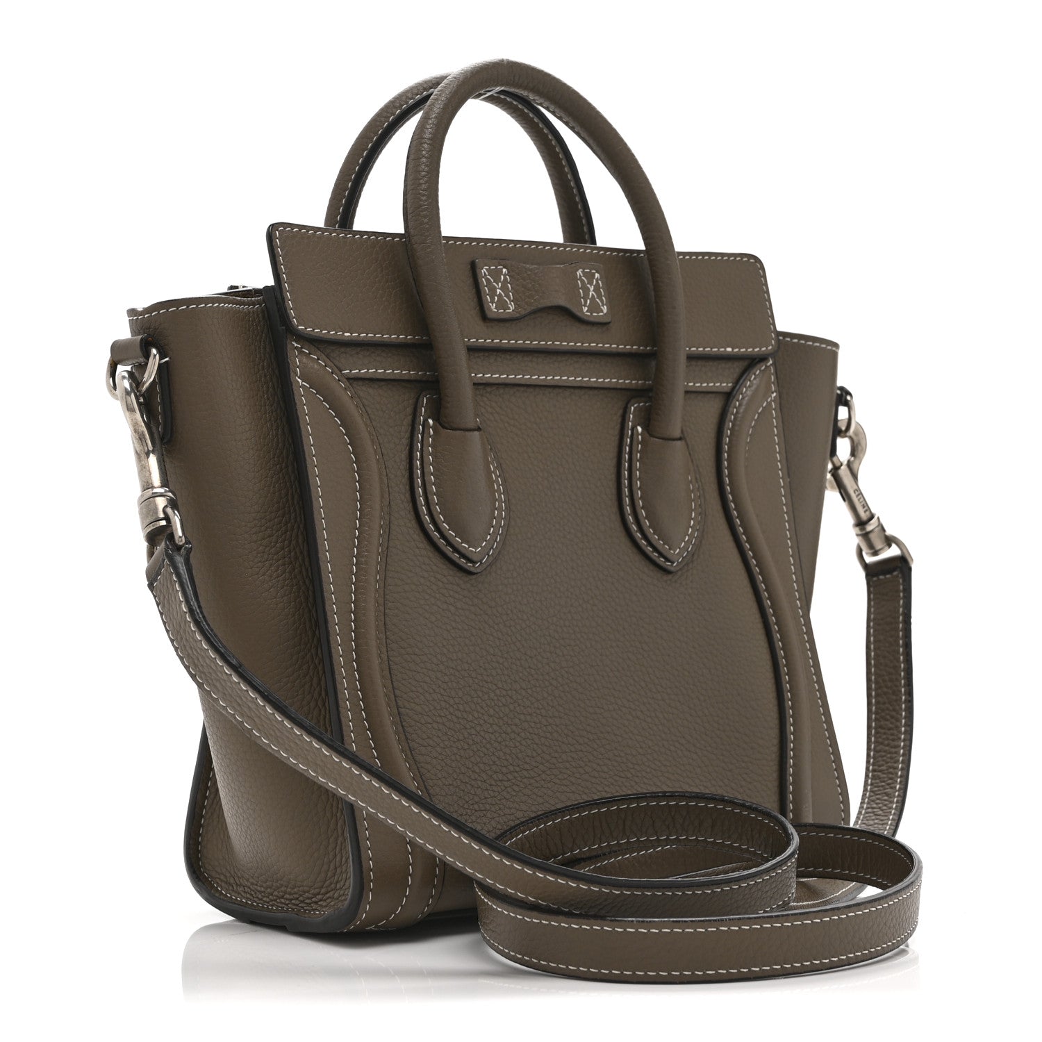 Celine Drummed Calfskin Nano Luggage Souris 3 of 10