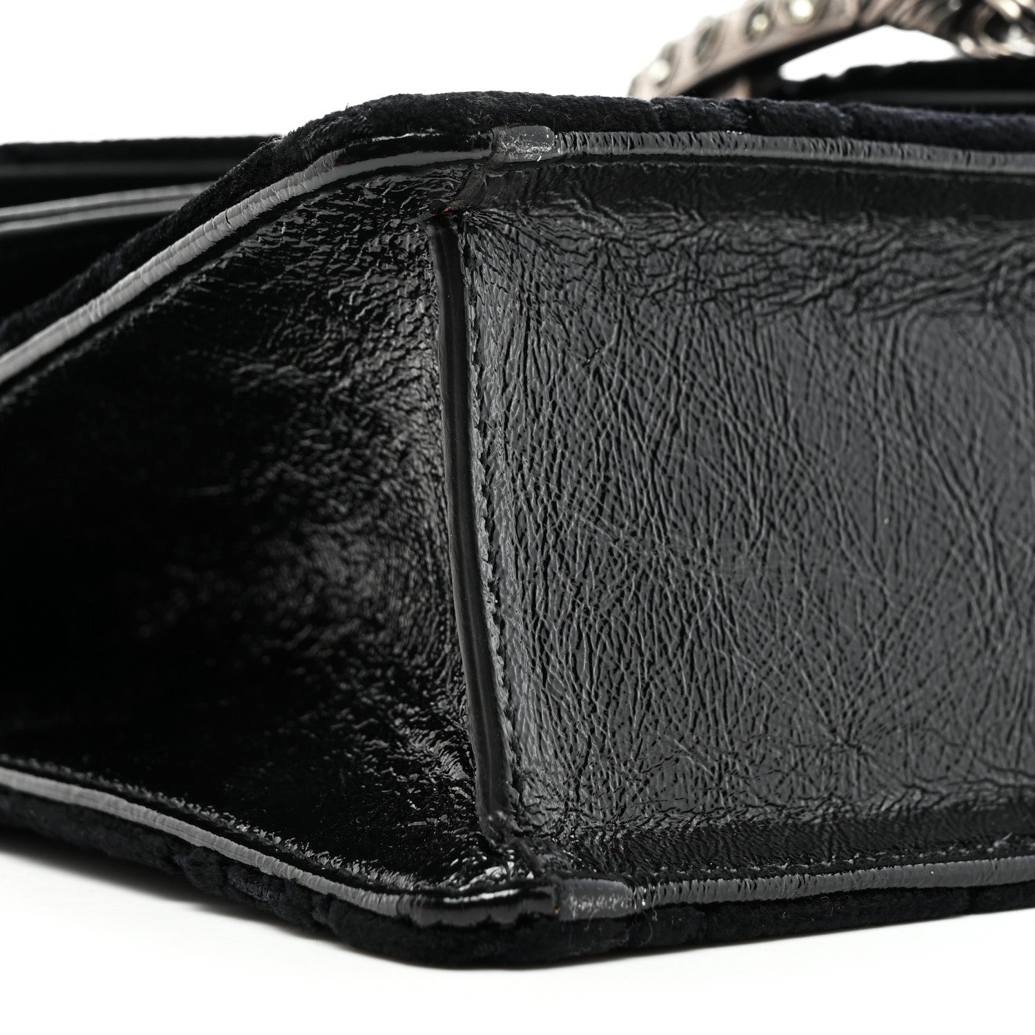 Gucci Velvet Skipper Crystal GG Monogram Small Dionysus Shoulder Bag Black Black Diamond 9 of 10