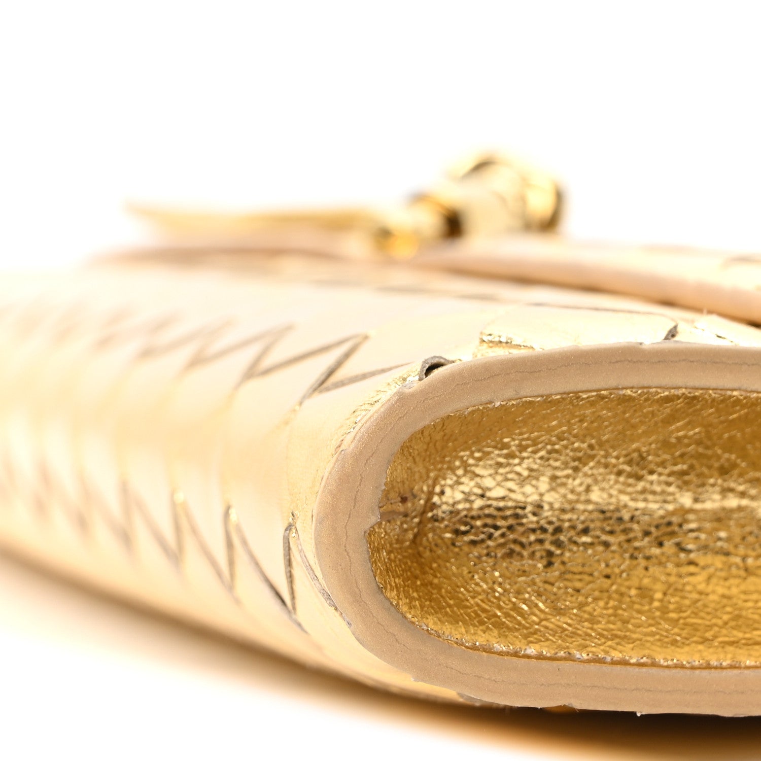 Bottega Veneta Metallic Lambskin Intrecciato Long Andiamo Top Handle Clutch Gold 11 of 12