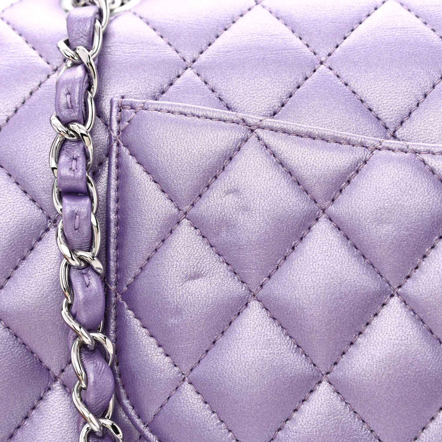 Chanel Iridescent Calfskin Quilted Medium Double Flap Purple 11 of 12