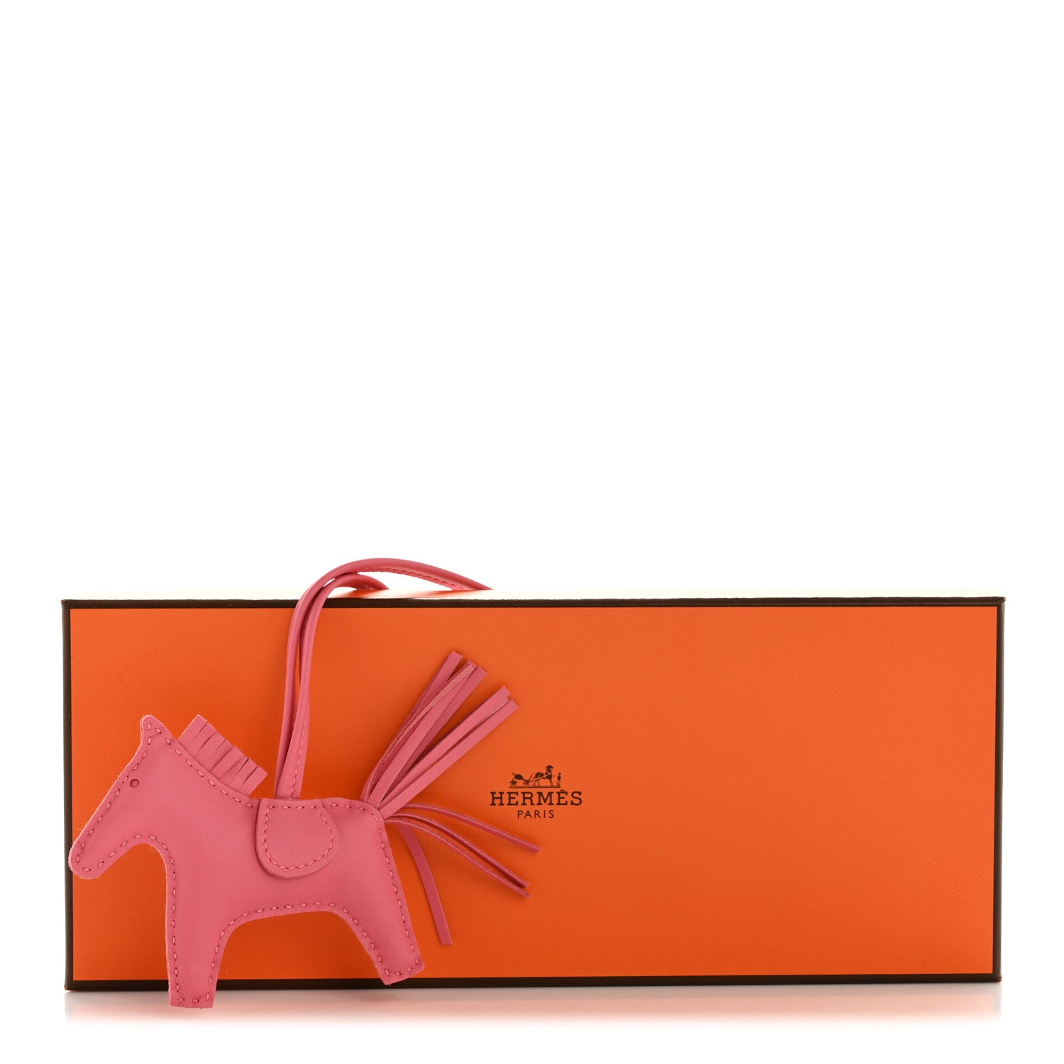 Hermes Milo Lambskin Grigri Rodeo Horse Bag Charm PM Rose Azalee 4 of 4