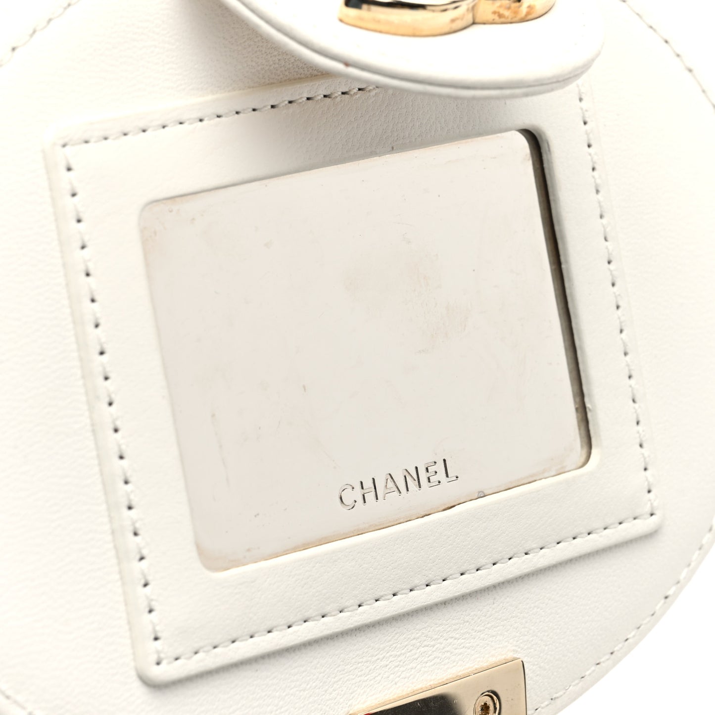 Lambskin Resin Elegant Chain Vanity Case White