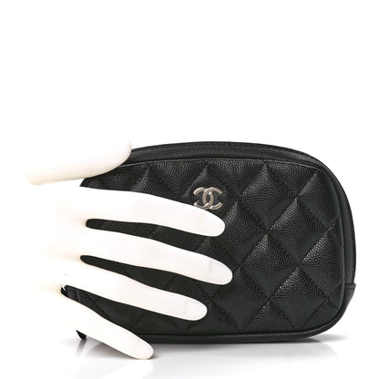 Chanel Caviar Quilted Curvy Pouch Cosmetic Case Black 2 of 12