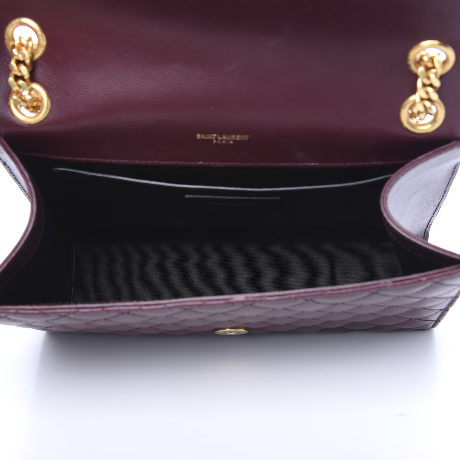 Saint Laurent Grain De Poudre Textured Mixed Matelasse Medium Triquilt Monogram Satchel Rouge Legion 4 of 12