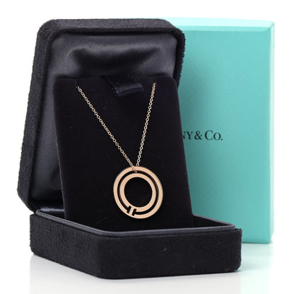 Tiffany 18K Rose Gold T Circle Pendant Necklace 8 of 8