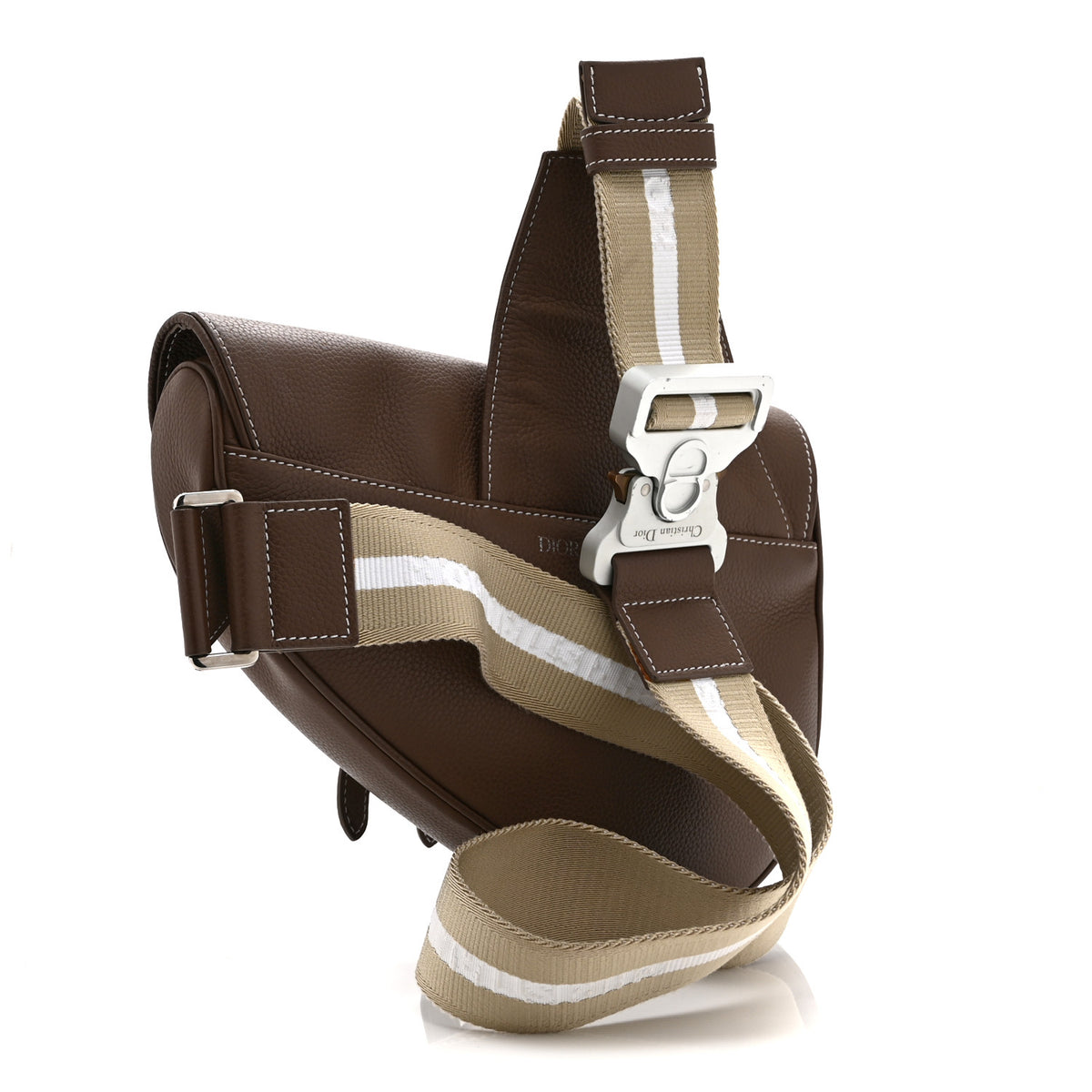 Christian Dior Grained Calfskin Kim Jones Saddle Bag Brown 3 of 10