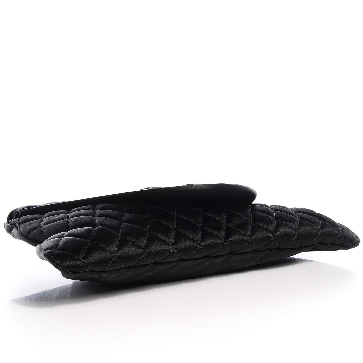 Satin Quilted Flap Clutch Black