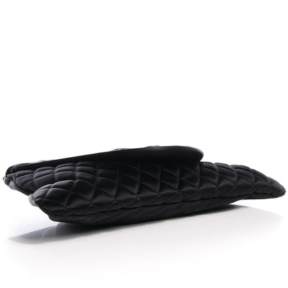 Chanel Satin Quilted Flap Clutch Black 4 of 7
