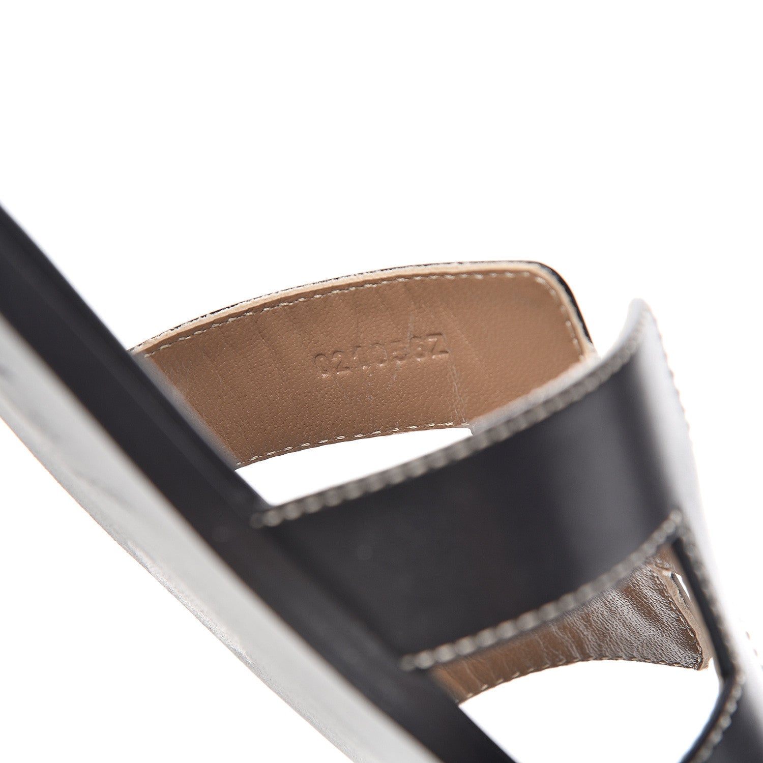 Hermes Box Calfskin Oran Sandals 37.5 Black 9 of 10