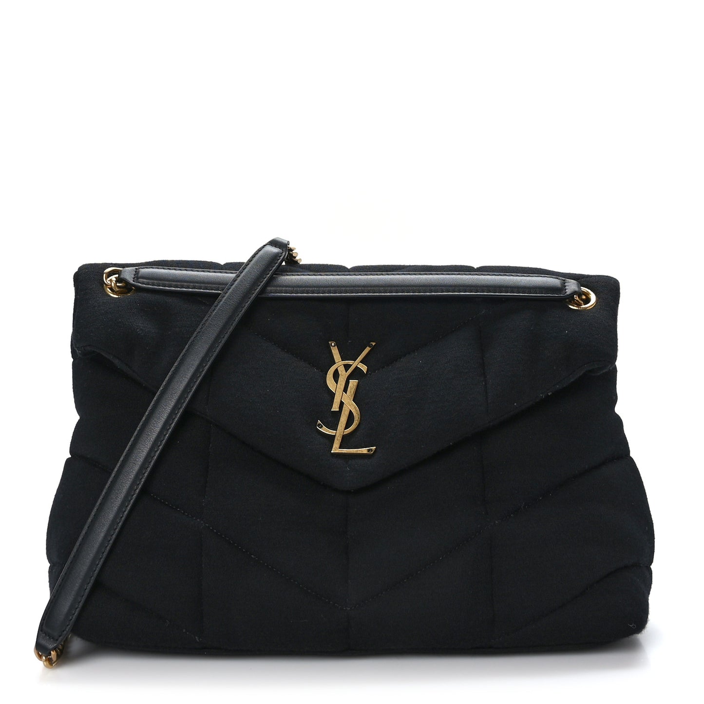 Wool Jersey Quilted Medium Loulou Puffer Monogram Chain Satchel Black