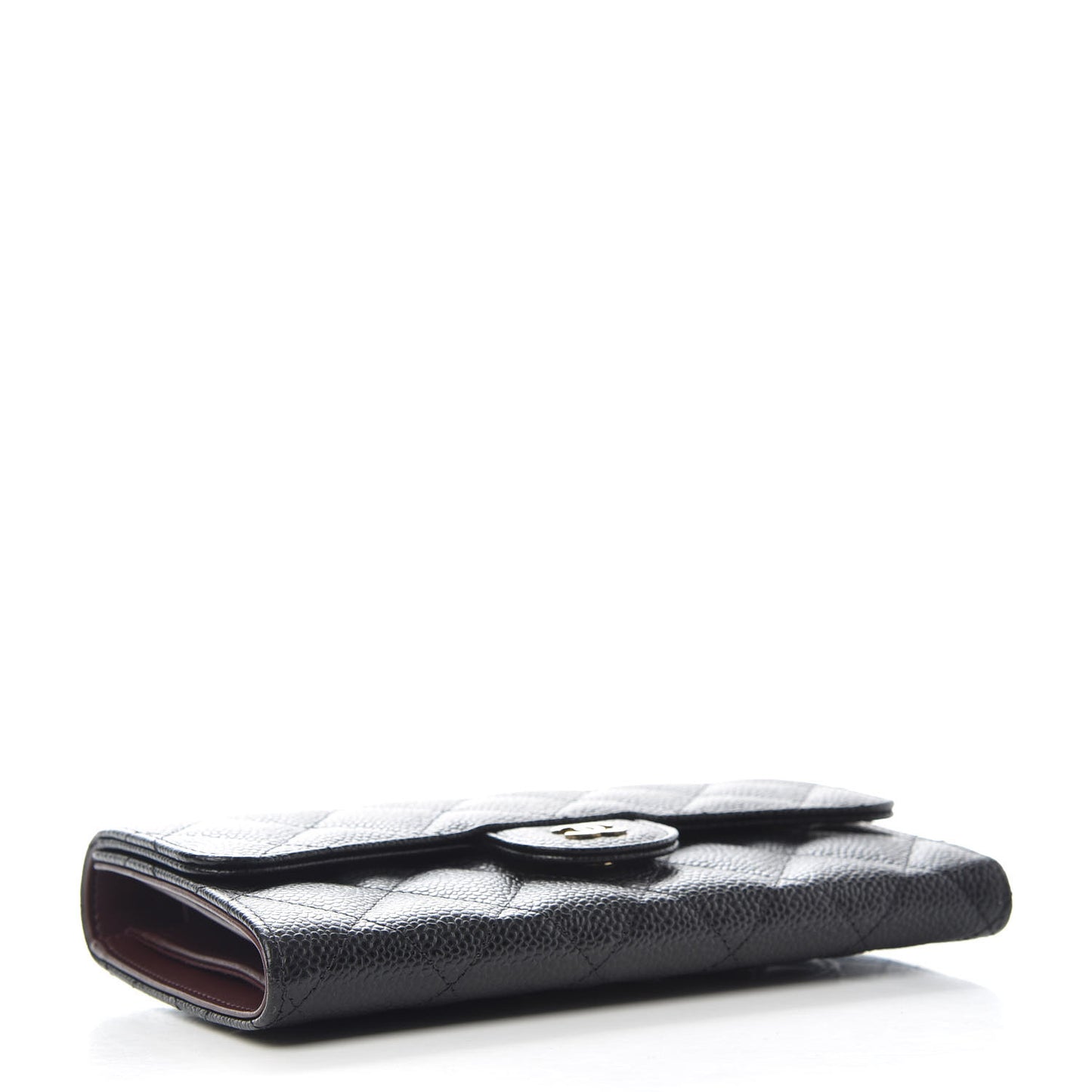 Caviar Quilted Large Flap Wallet Black