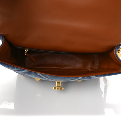 Valentino Garavani Denim Large Roman Stud Shoulder Bag Light Denim Selleria 4 of 8