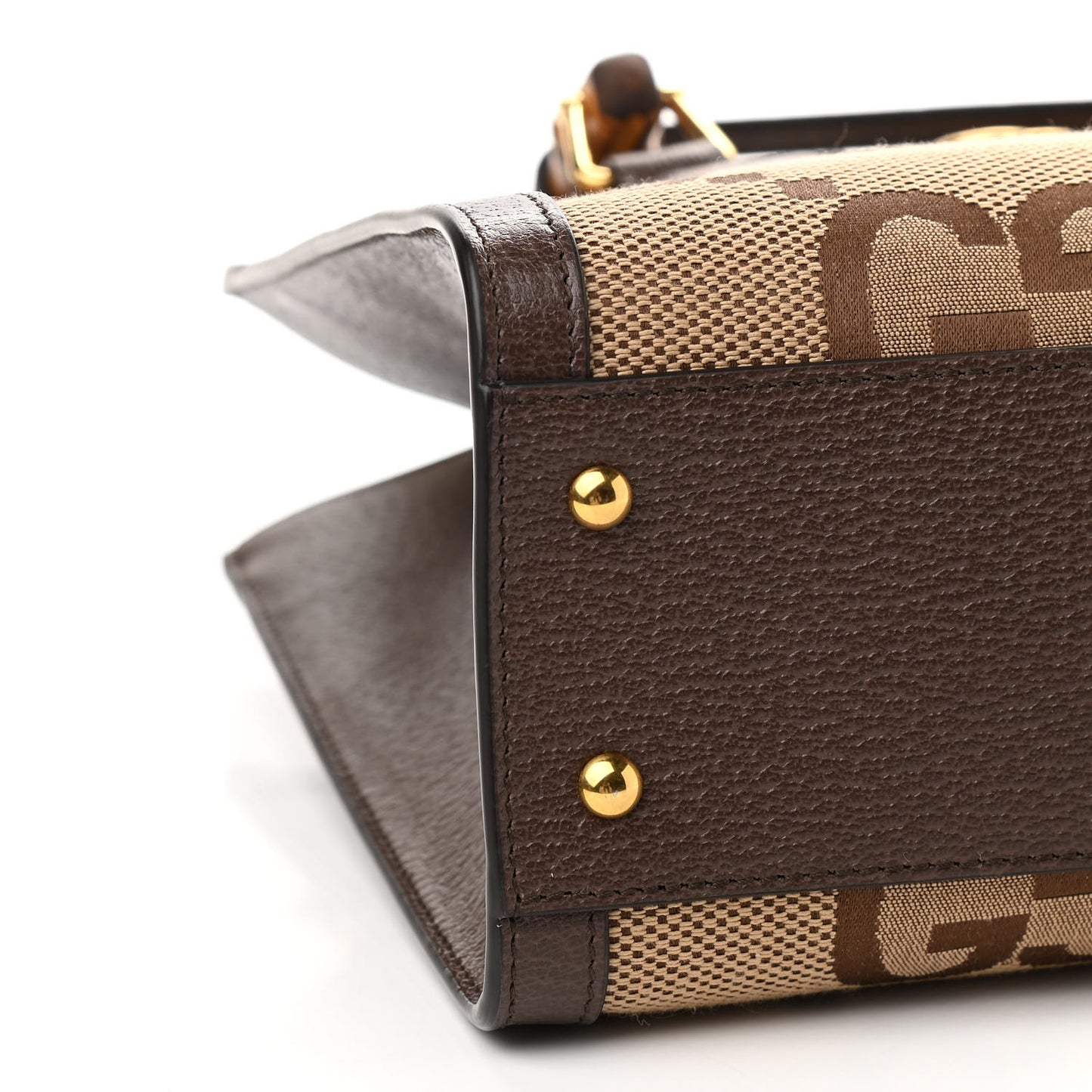 Monogram Jumbo GG Textured Dollar Calfskin Small Diana Tote Bag Camel Ebony New Acero