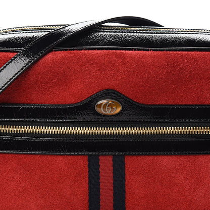 Gucci Suede Patent Web Small Ophidia Shoulder Bag Hibiscus Red Black 9 of 9