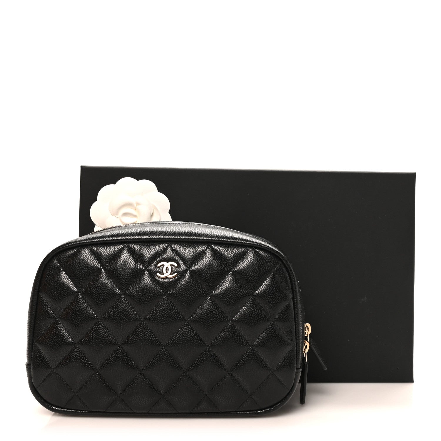 Chanel Caviar Quilted Medium Curvy Pouch Cosmetic Case Black 9 of 9