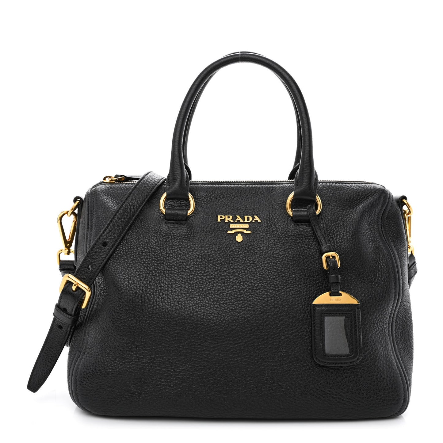 Vitello Daino Top Handle Shoulder Bag Black