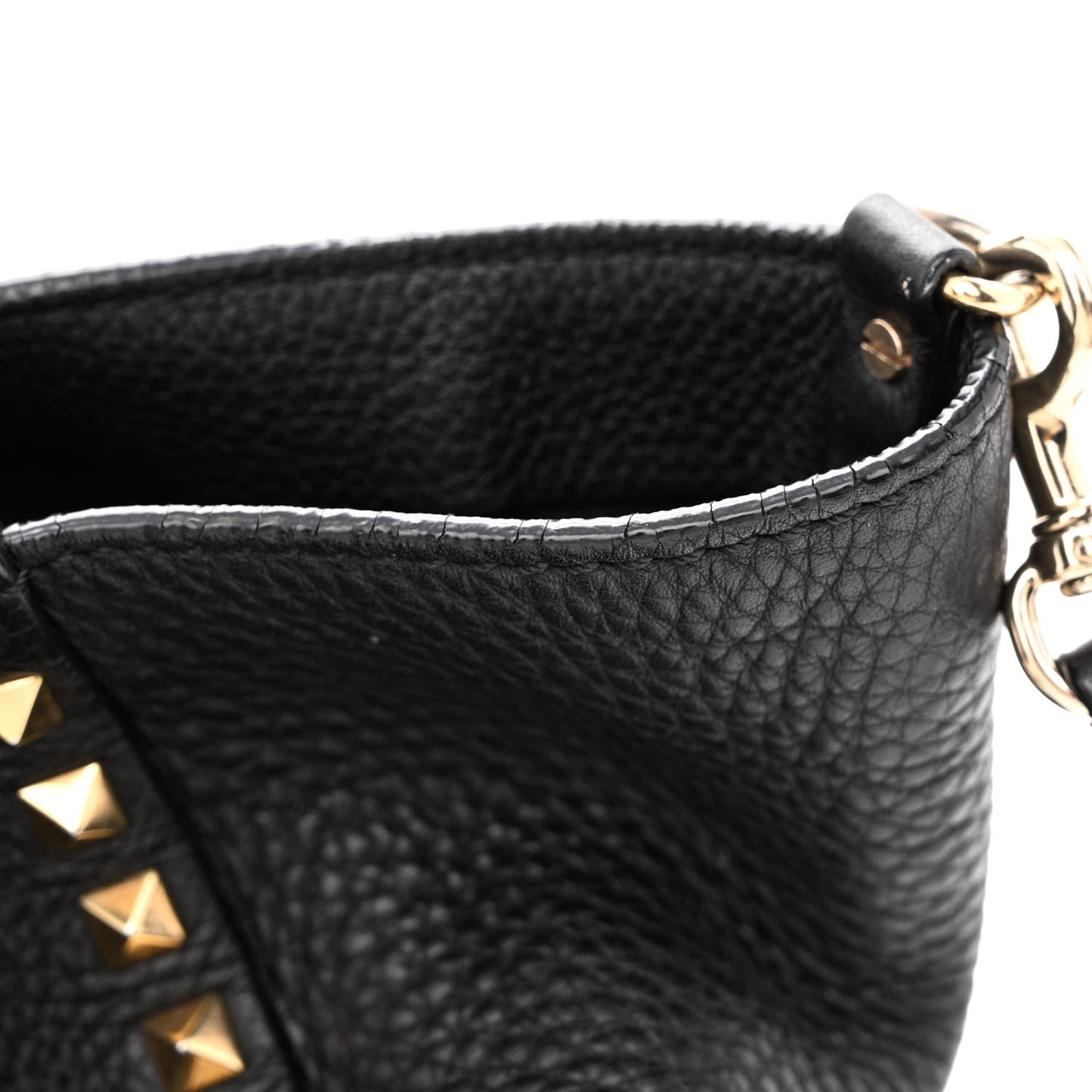 Pebbled Calfskin Medium Rockstud Tote Black