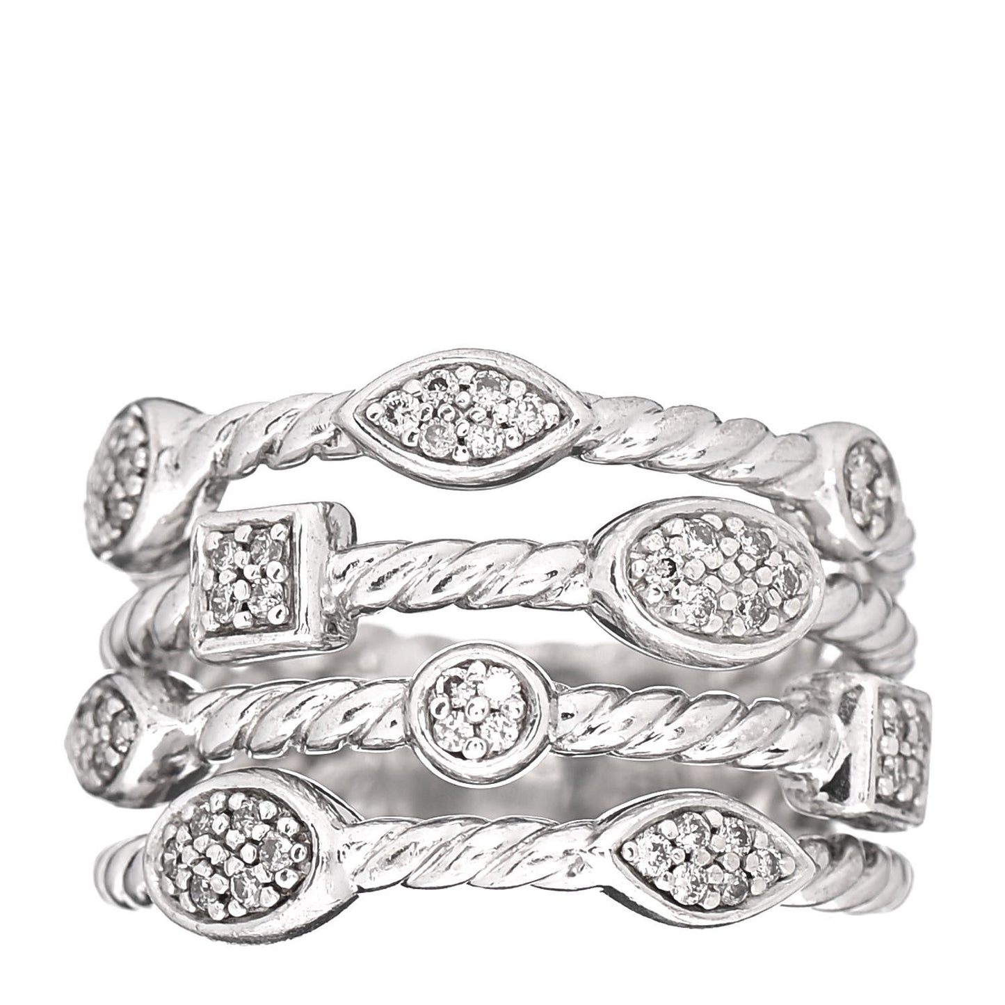 Sterling Silver Diamond Confetti 4 Row Ring 52 6